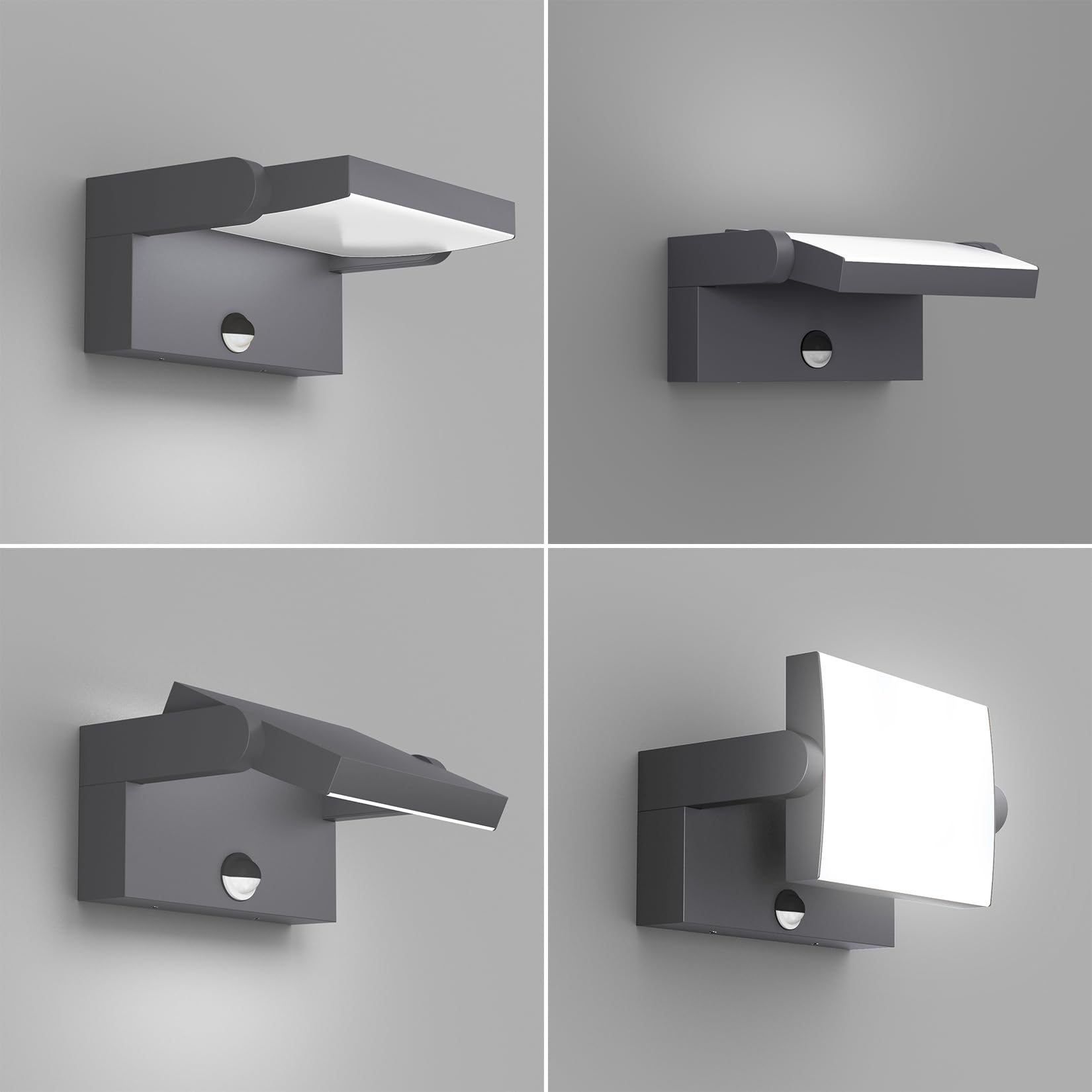 Klighten 24W Wall Light with Motion Sensor Outdoor Indoor Waterproof IP65 Aluminum Outside Lights with Swiveling LED Panel Wall Lamp for Entrance Garden Terrace Cold White 6000K - Image 4
