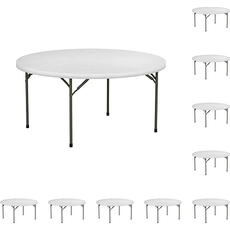 10-Pack! 60 Inch Round Folding Table: The Perfect Solution for Large Gatherings