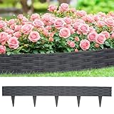 Verdego Rasenkante Kunststoff 40M, Rattan-Optik Beeteinfassung, Biegbarer...