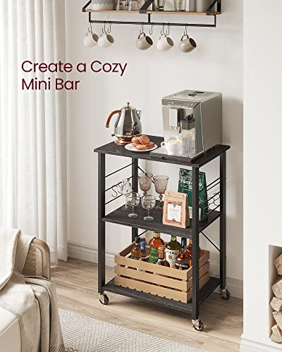 image for VASAGLE Kitchen Shelf on Wheels, Serving Cart with 3 Shelves, Kitchen 