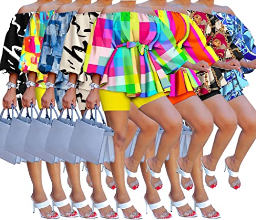 Image of Jigfar Womens Sexy 2 Piece Outfit Floral Print Jumpsuit Clubwear Summer Romper