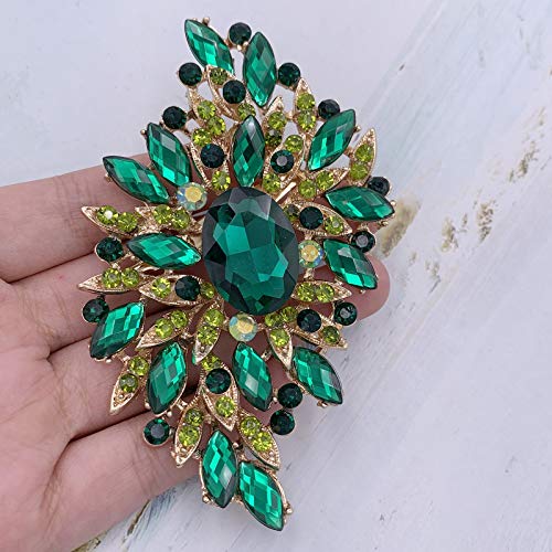 Image of SELOVO Big Large Leaf Brooches and Pins Scarf Decoration Gold Tone