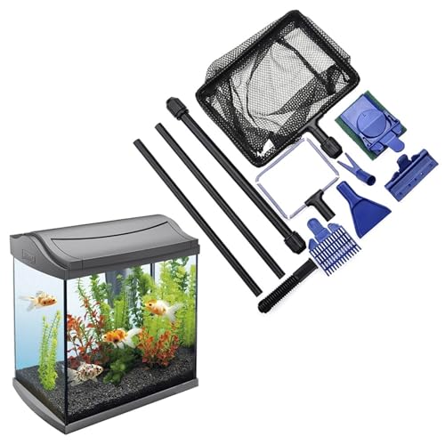 水槽用クリーナー 6in1水槽掃除用品 多機能クリーナー 伸縮可能 掃除ツール 水草クリップ スクレーパー コケ 苔 コケ取り 藻類 雑草 ゴミを取りネット プロレイザー