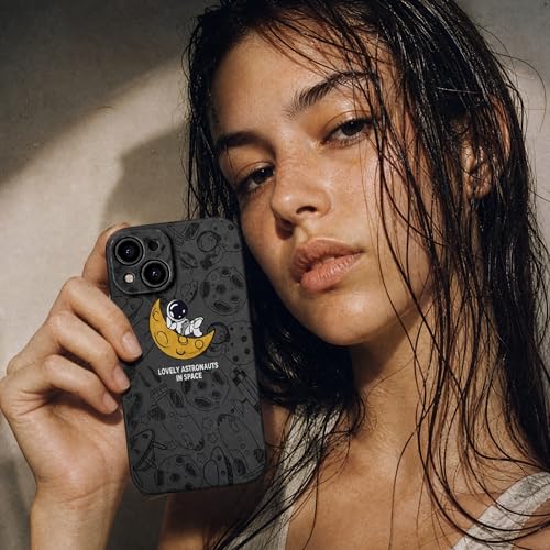 Image of Cosmic Silicone Astronaut Case for iPhone 14, Cute Soft Touch Designer Protective Cover, AstroShield Shockproof Defense with Matte Anti-Slip Grip | Lunar Eclipse