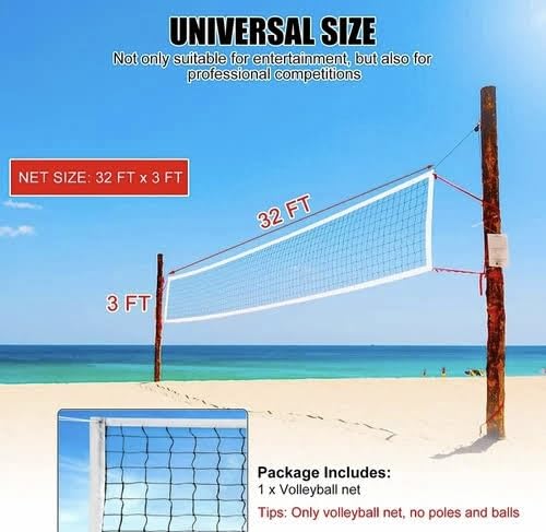 Image of Volleyball Net for Indoor and Outdoor Sports, Professional Sports Equipment /Medium Tape 4 Side (Standard Quality)
