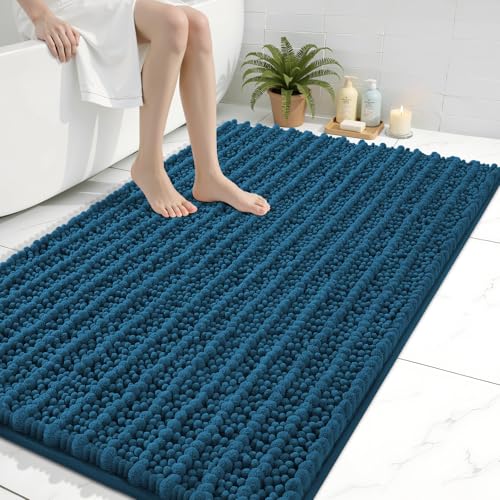 Image of Arotive Luxury Large Bathroom Rugs 40x32, Extra Soft Thick Absorbent Shaggy Chenille Bath Rugs, Machine Wash Dry, Bath Mats for Bathroom Floor, Tub and Shower, Home Decor Accessories, Peacock Blue