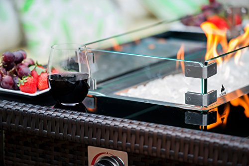 Outland Fire Table Tempered Glass Wind Guard Fence For Outland Series 401/403 Outdoor Propane Fire Pit Tables, Rectangular 29-Inch X 13-Inch X 4.5-Inch - Thick 5/16-Inch Safety Barrier #TOP4