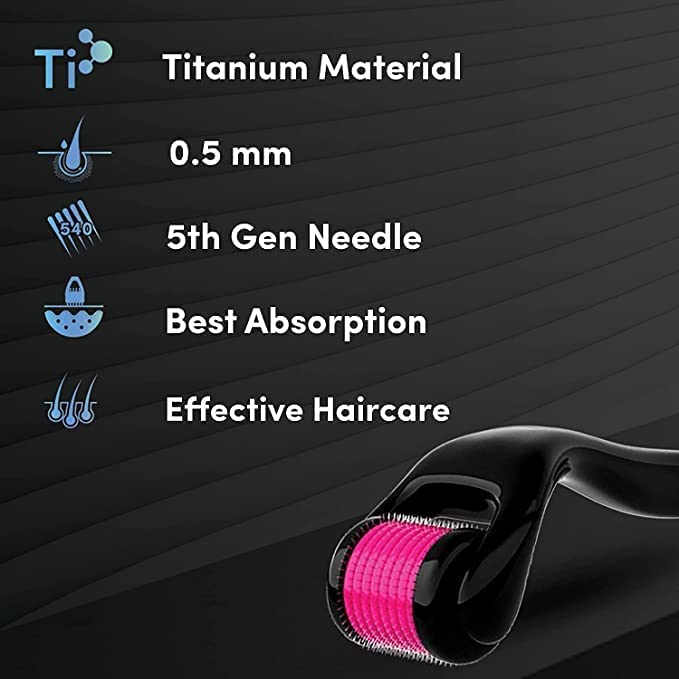 PRUVIA Derma Roller with Titanium Needles for Scalp, Face and Beard Suitable for Beard Also | Reduces Hair Fall | Stimulates Hair Follicles | Easy to use | Safe & Effective 2