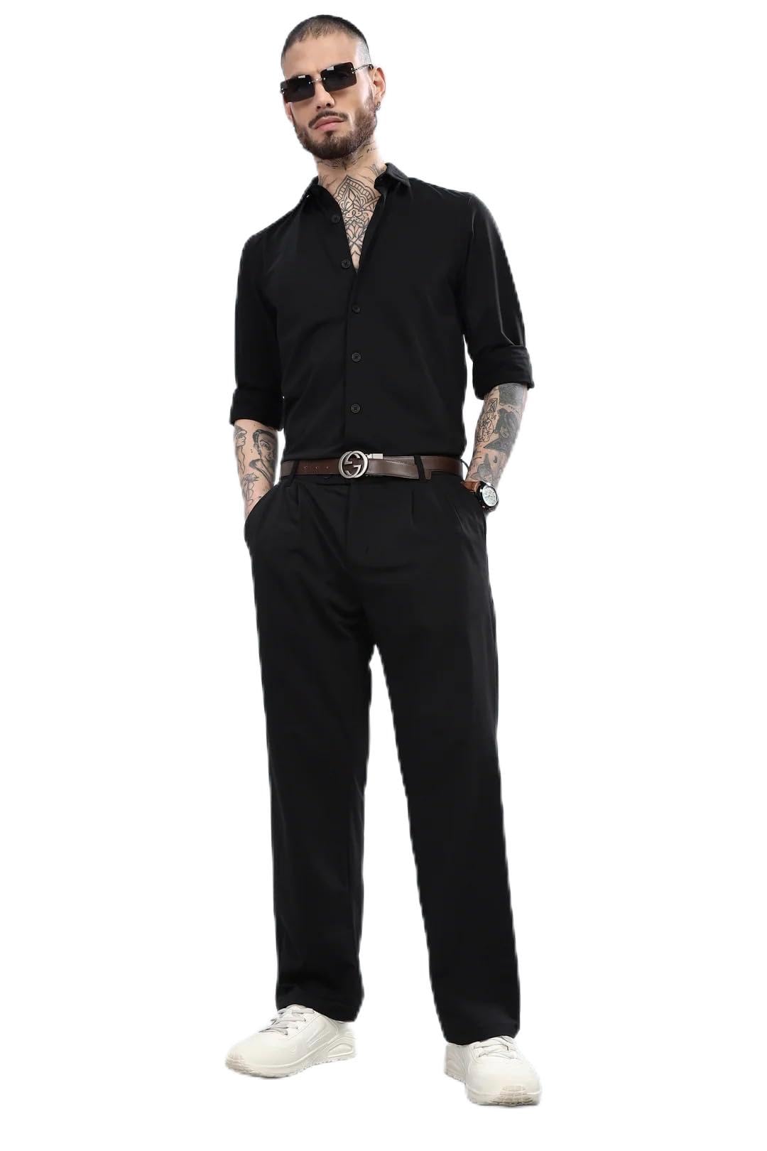 wamoda Men's Solid premium fabric blend Summer Co-ord Set with Collared Shirts & Pant Set-picture-27