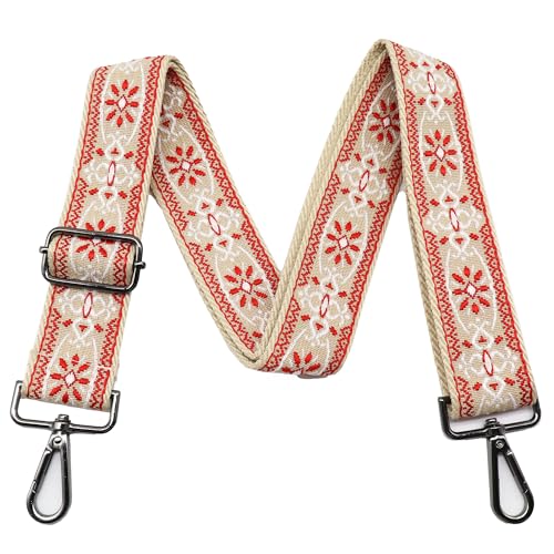 Image of LEMEDE Purse Strap Adjustable Replacement Crossbody Bag Strap Retro Jacquard Embroidery Shoulder Straps for Canvas Bag