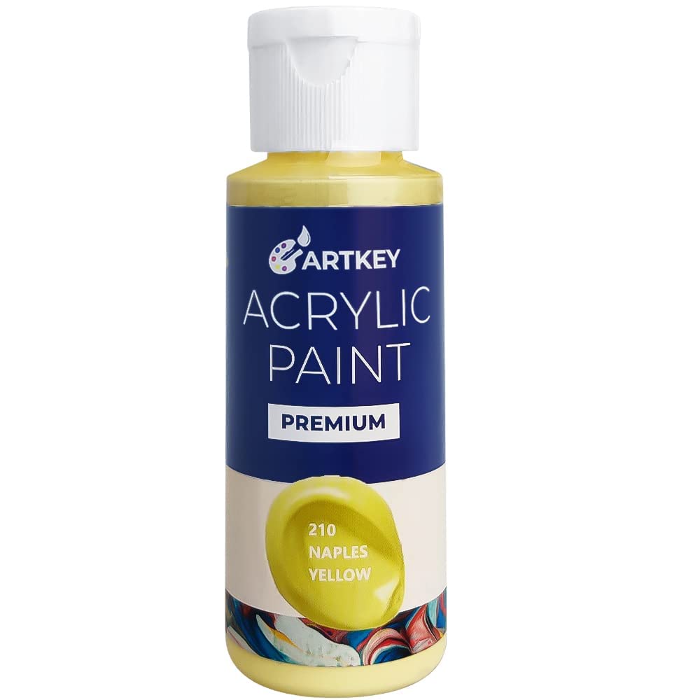 ArtkeyNaples Yellow Acrylic Paint - 2oz/59ml Acrylic Paints Professional Artists Painting Kit for Canvases Fabric Rock Leather Easter Egg Wood Ceramic Glass Art Craft Painting
