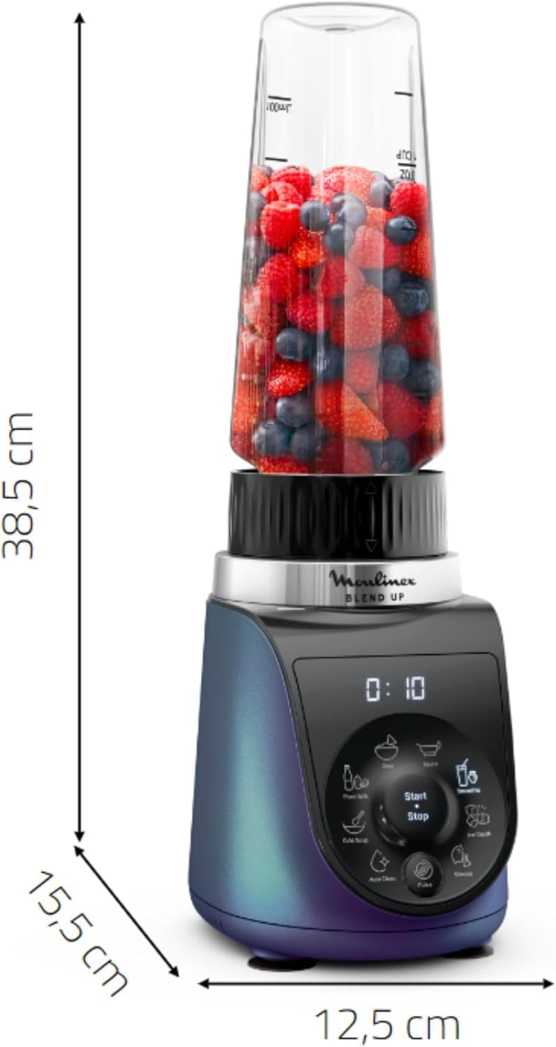 Moulinex Blend Up LM19H4F0 wydajny blender 1000 W, 8 programów automatycznych, kruszarka do lodu,