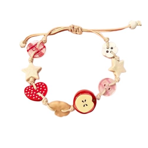 TYATVS Whimsy Twee Apple String Bracelet for Women Whimsical Apple Y2k Aesthetic 2000s Accessories - red-3