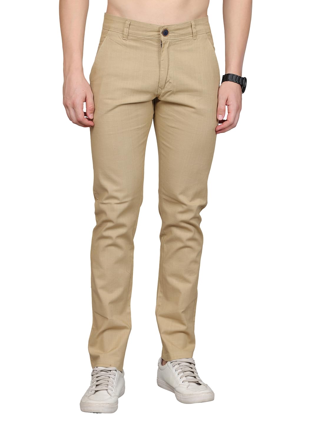 majestic man Premium Cotton Slub Slim Fit Comfortable Solid Stylish Trousers-picture-36