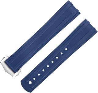 20mm For Omega Strap FKM Fluorous Rubber Curved End For Seamaster 300 Diving Stainless Fold Buckle Replacement WatchBands