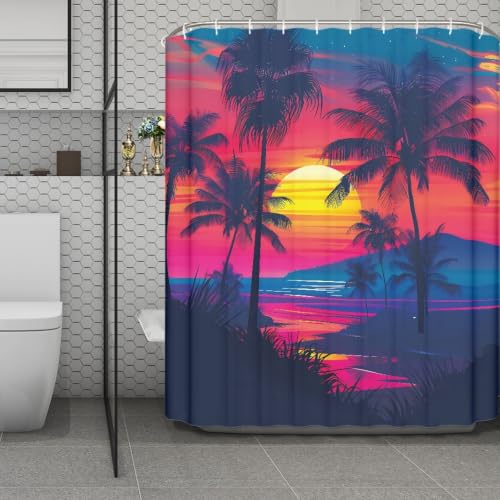 Rideau douche 180x220 polyester arbres noirs roses pour baignoire - 3