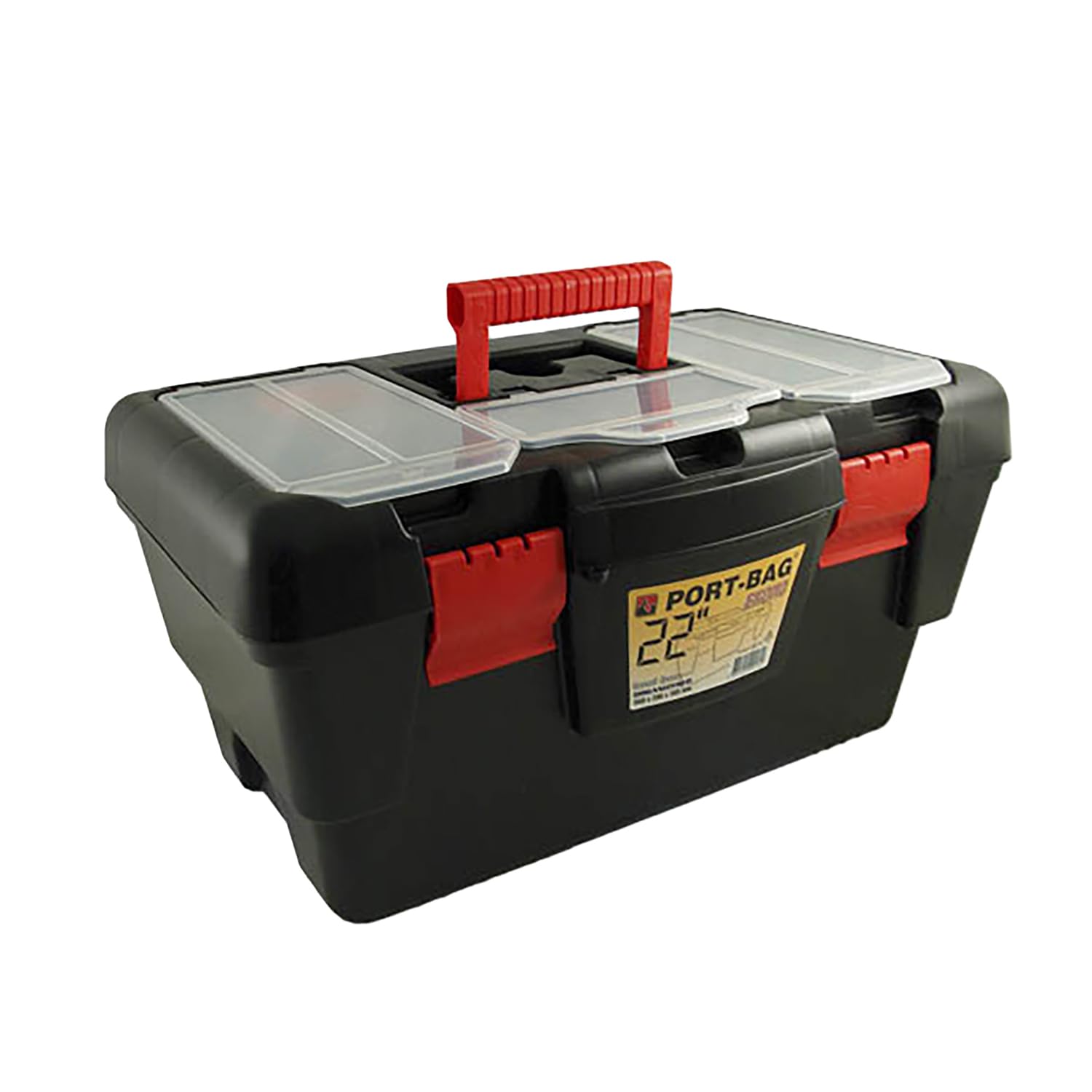 Caja de herramientas grande 55 cm 22" plástico con bandeja interior y 6 compartimentos organizadores en la tapa