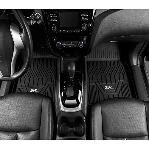 3W Floor Mats Compatible For Nissan Rogue 2014-2020, Custom Fit Tpe All Weather Floor Liner, 1St And 2Nd Row Car Mats Black (Not For Nissan Rouge Sports) #TOP2