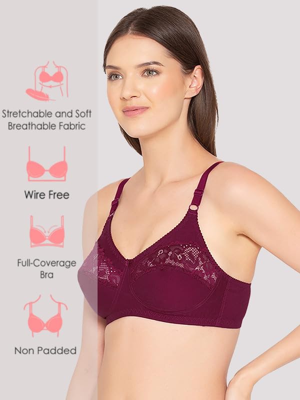 Image of Groversons Paris Beauty Women's Cotton, Full Coverage, Non-Padded, Non-Wired Bra (BR001)