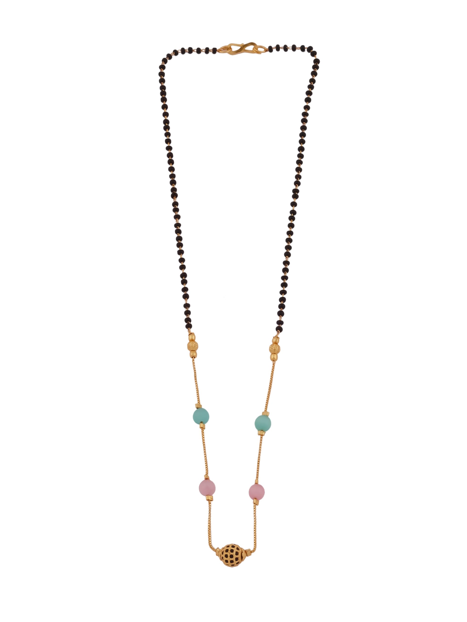 Short Mangalsutra with Pearl and Stone Linked Designer Pendant-image-38