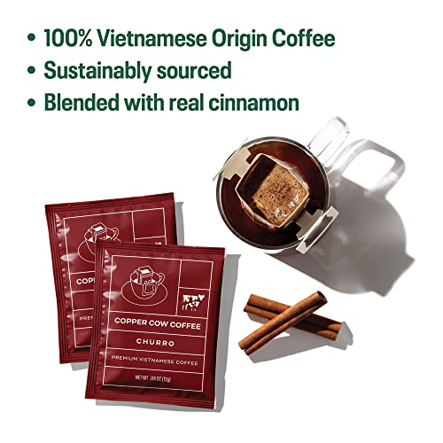 Copper Cow Coffee Premium Vietnamese Coffee: Single-Serve Churro Coffees (Includes: 16 Churro Coffees) #TOP2
