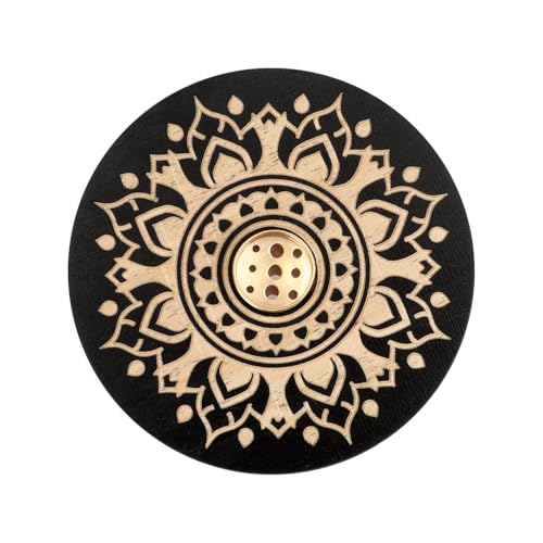 Image of Bojueshaw Round Wooden Incense Holder for Sandalwood,Incense Burner Holder with 9 Holes,Ash Catcher for Meditation,Yoga,Home Decor(Style B)