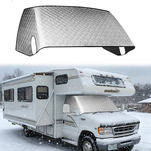 E450 Class C RV Front Windshield Cover (1997-2025) Motorhome Sun Blocker & Snow Protector