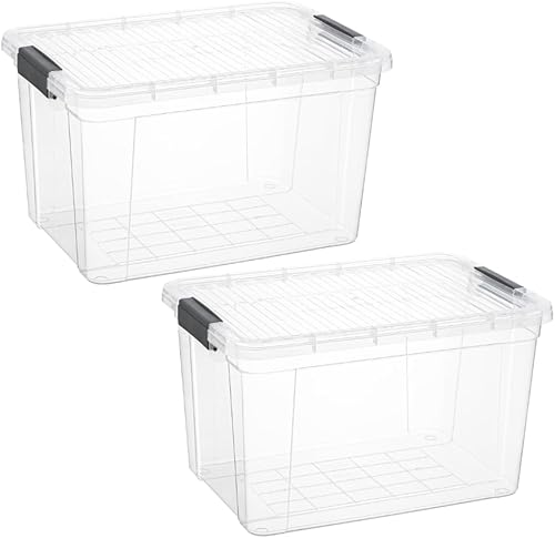 Miniatura 16 de Superio Cajas de almacenamiento transparentes con tapas, contenedores de plástico de 8.75 cuartos de galón para organizar, cajas apilables, sin BPA,