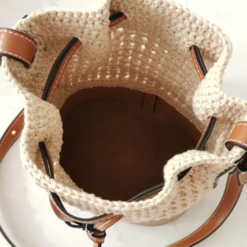 Kit para hacer bolsos de cuero marrón con accesorios prácticos de tejer 6