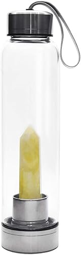 Miniatura 1 de Botella de agua de cristal, botellas de agua con infusión de cristal de citrino, botella de agua energética de vidrio de borosilicato curativo para