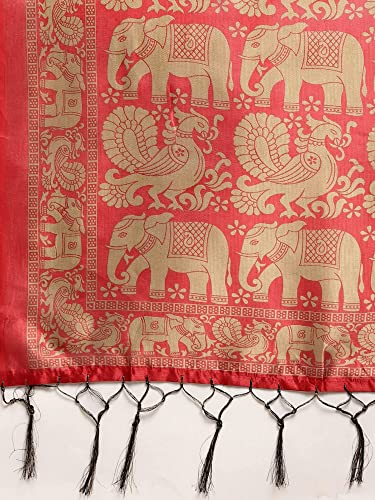 Image of AKHILAM Women's Printed Art Silk Tassels and Latkans Saree With Unstitched Blouse Piece (FF0APHALSP100A Parent)