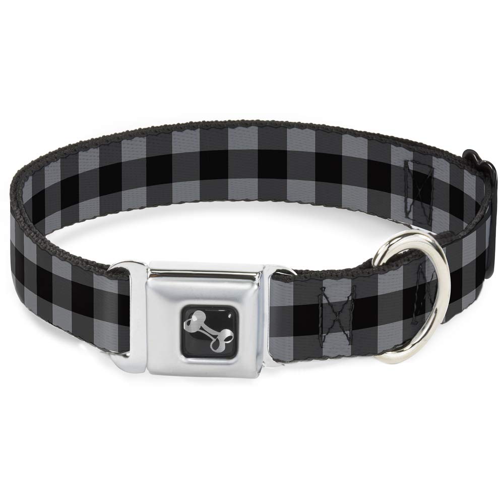 Collier de chien à boucle os Buckle Down large et réglable imprimé plaid