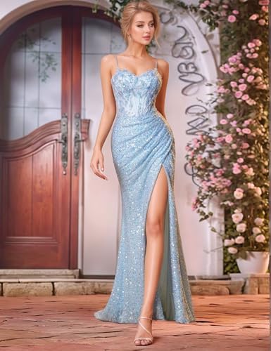 Mermaid Prom Dresses 2025 Sequin Evening Gowns for Women Formal Beaded Sparkly Homecoming Dresses Long 20254