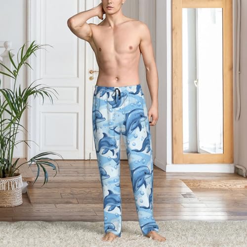 VOSERY Mens Pajama Pants - Fashion Cute Ocean Dolphin Print Pjs Sleep Bottoms for Mens Lounge Pants with Pockets3