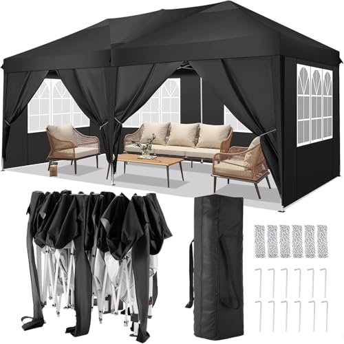 COBIZI Canopy 10x20 Pop Up Canopy Tent with 6 Sidewalls Party Tents for Parties Weddings Backyard...