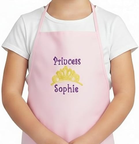 Personalized Child Apron Embroidered With Name and Princess Design