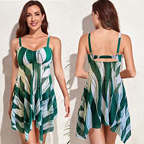 Tankini fruncido para mujer que disimula abdomen con biquini floral de 2 piezas 5