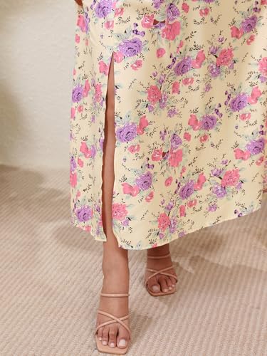 Image of Floerns Women's Plus Size Cold Shoulder Short Sleeve Split Thigh Long Dress