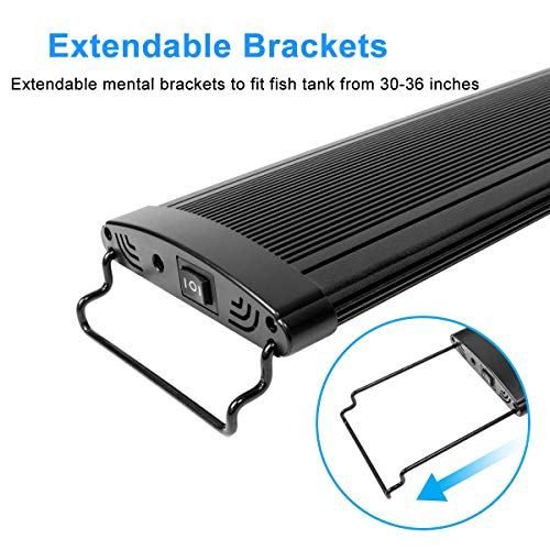 MingDak Full Spectrum LED Aquarium Light,Fish Tank Light with Aluminum Housing Extendable Brackets,White Blue Red Green LEDs for Freshwater Plants,30 to 36-inch,6500K - Thumbnail 6