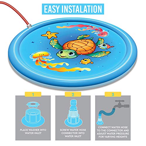 Upgraded Splash Pad - 67 Inches- Sprinkler for Kids and Toddlers - Non-Slip Splash Pads for Dogs - Large Inflatable Sprinkler Play Mat - Outdoor Swimming Pool Water Toys Fun for Infants, Boys, Girls - Image 3