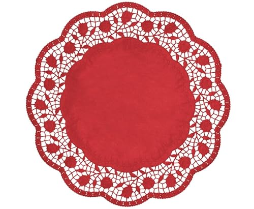 Demmler Tortenspitzen - Rund - Tortendekoration - Tortenunterlage - Ø 36 cm - Farbe: Rot - 30 Stück - Made in Germany