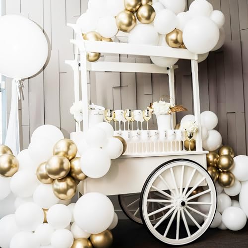 Image of Voircoloria White Balloons, 66pack 12inch White Pearl Latex Party Balloons for Wedding, Birthday, Graduation, Bridal Shower, Baby Shower, Bachelorette and Engagement Decorations