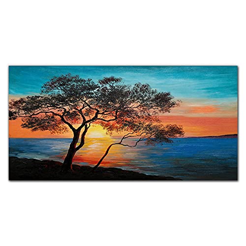 Image sur toile Tree Sea coucher de soleil pour créer un salon apaisant et lumineux