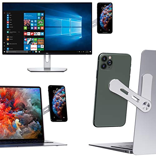 Monitor Side Cell Phone Holder, Laptop Phone Holder, Adjustable Laptop Side Mount Clip, Laptop Stand Computer Monitor Expansion Bracket, Slim Portable Foldable Smartphone Stand.
