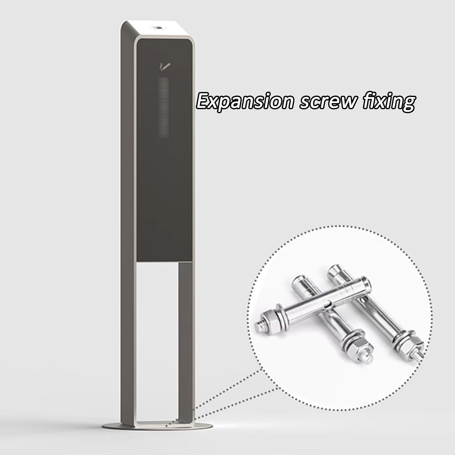 Stainless Steel Standing Ashtray, Floor Standing Cigarette Disposal Outdoor, Cigarettes Butt Receptacle with Lid, Detachable Cigarette Butt Container for Backyard, Malls(Gray)