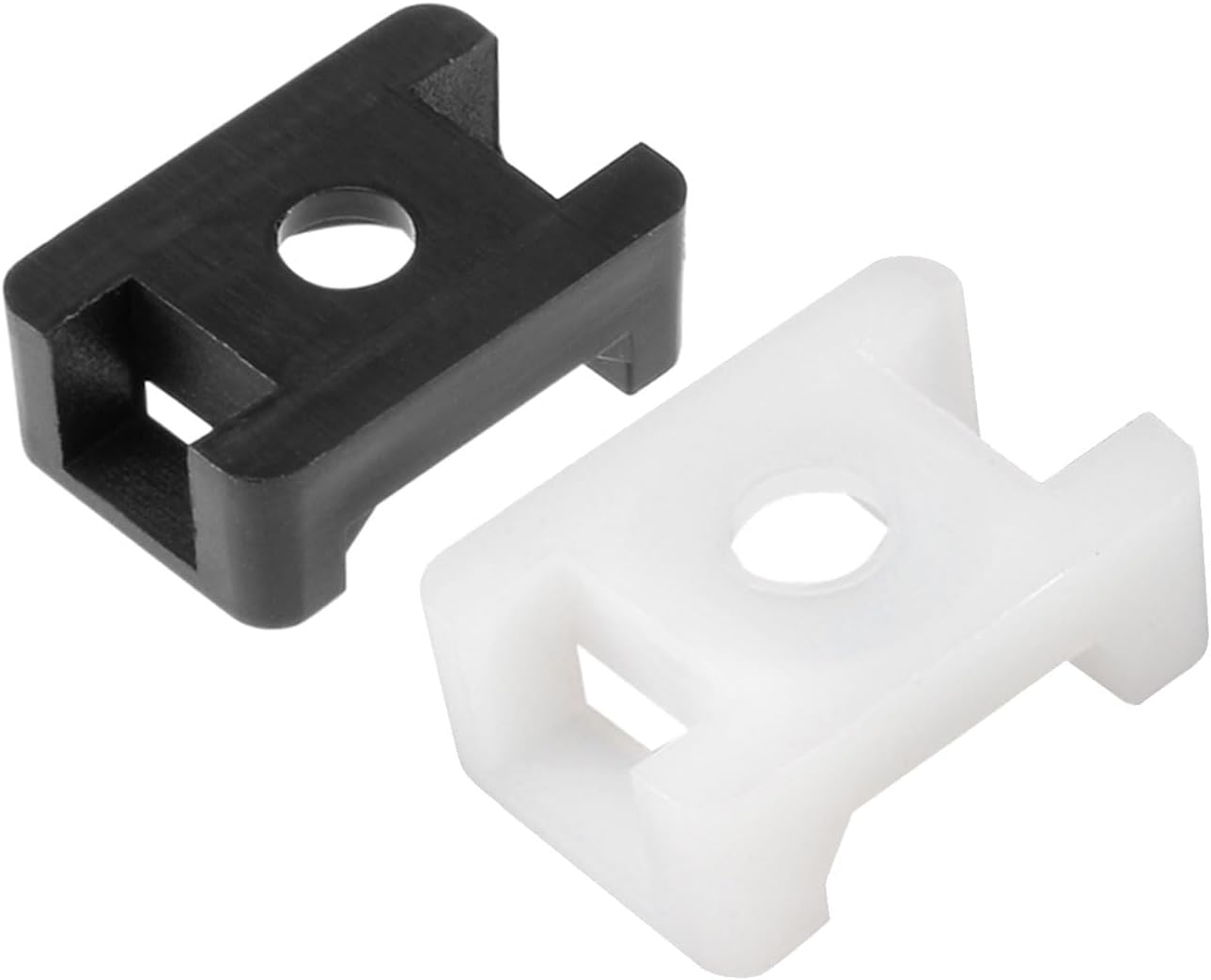 MECCANIXITY Cable Tie Mount Base Saddle Type 6.5mm 5.2mm Screw Hole Dia Wire Holder 50 Pack White and 100 Pack Black for Wire Management