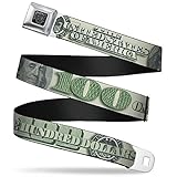 Buckle-Down Seatbelt Belt - 100 Dollar Bill C/U/Triple Benjamin - 1.0' Wide - 20-36 Inches in Length