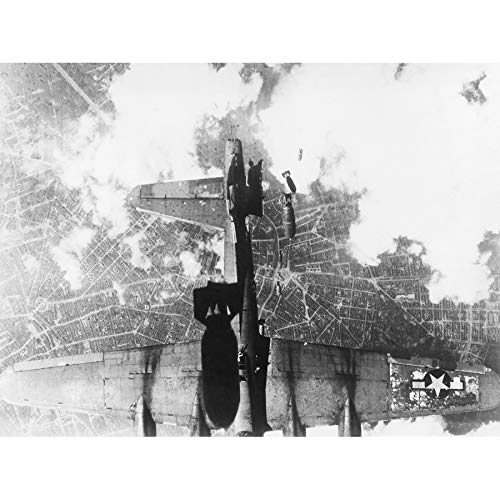 Fine Art PrintsWar WWII USA USAF B-17 Bomber Damaged 1944 Photo Art Print Canvas Premium Wall Decor Poster Mural