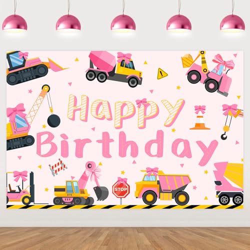 Décoration anniversaire camion poubelle rose pour la première fête de votre fille