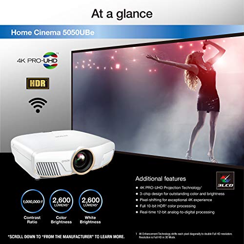 Image of Epson Home Cinema 5050UBe Wireless 4K PRO-UHD 3-Chip Projector with HDR,White